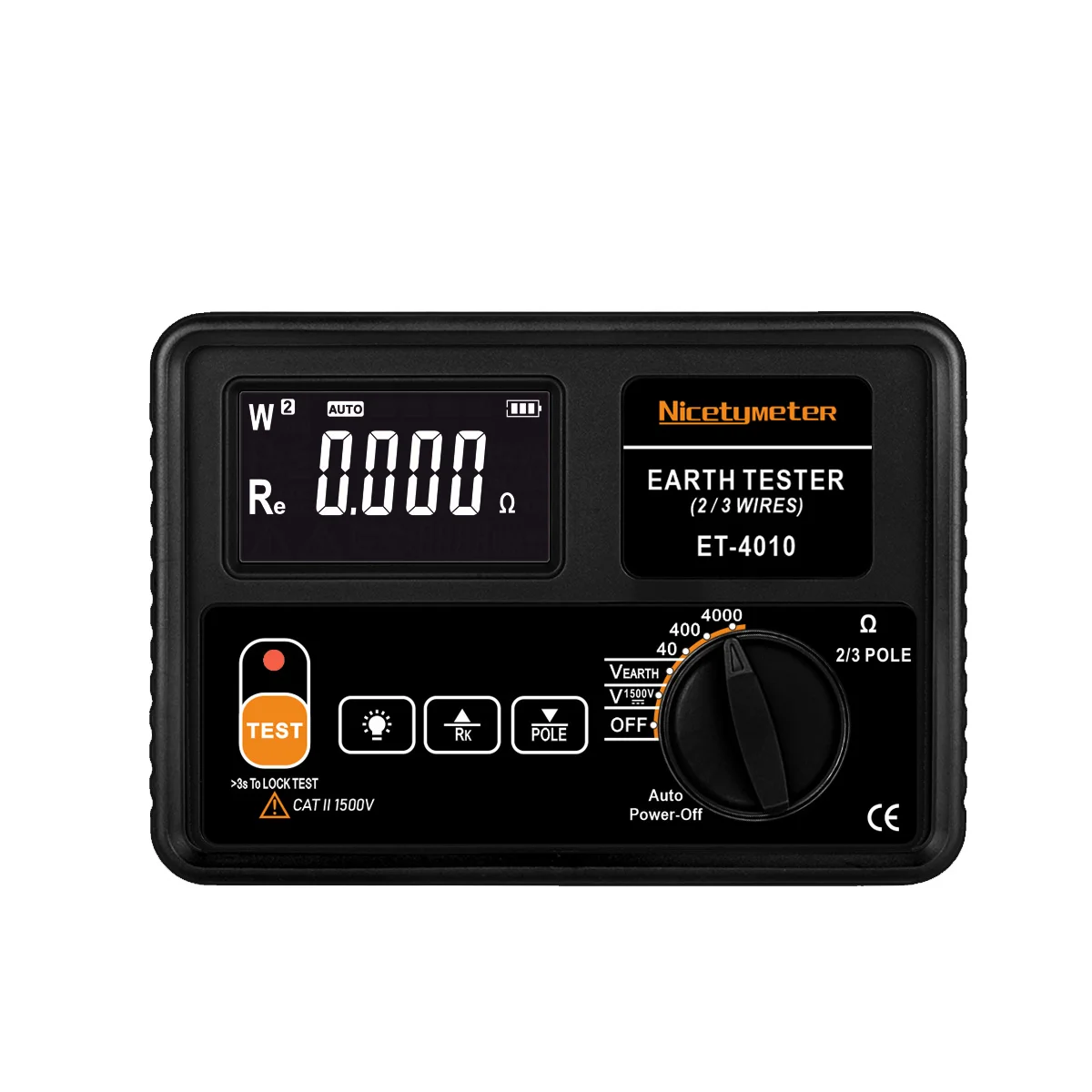 Earth Ground Resistance Tester ET-4010 ET-4010 接地电阻测试仪 数字高精度二极三极法 光伏电压 1500V 防雷电力工业接地表 - 图片 1